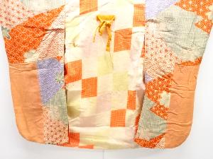 アンティーク　江戸縮緬　古典柄に楓桜模様長襦袢(刺繍衿付き)